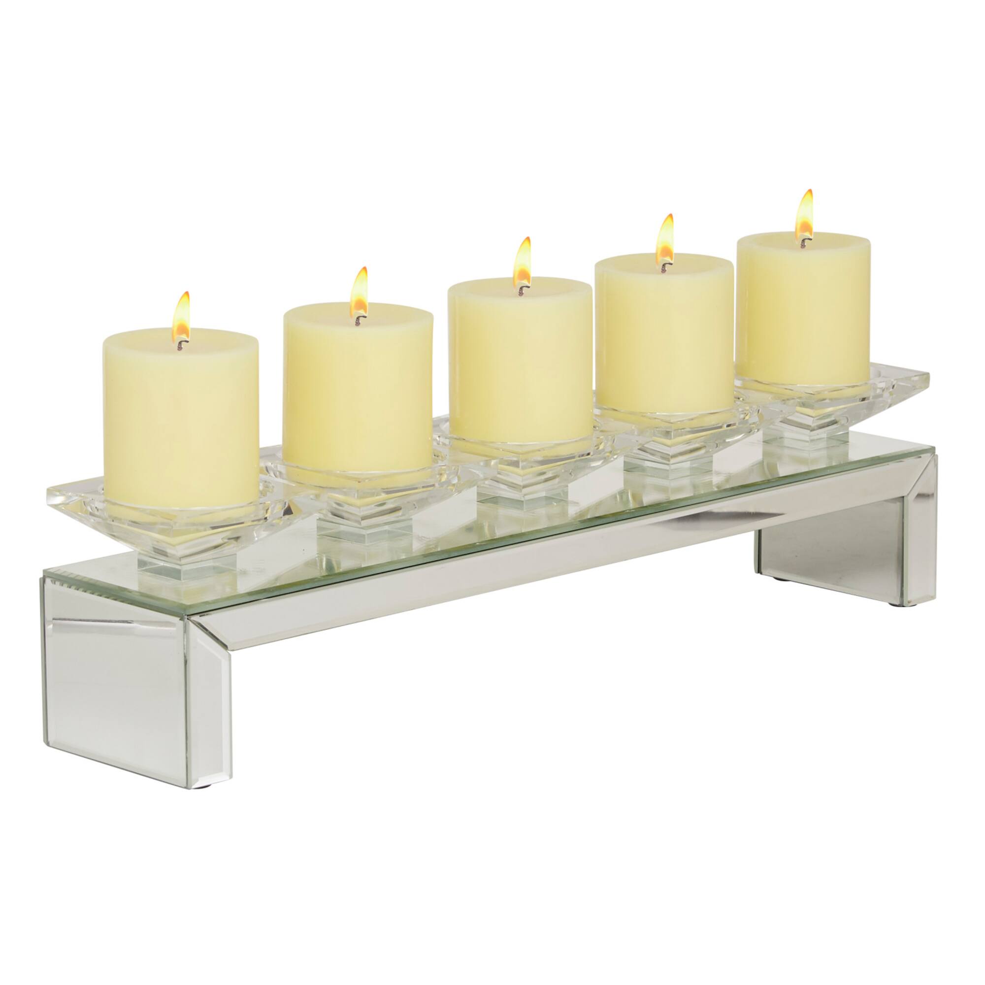 20" Clear Wood Glam Candlestick Holder
